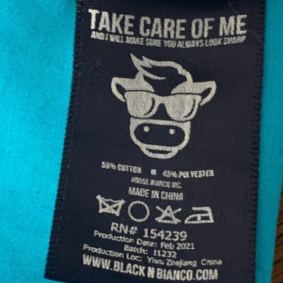 Black-N-Bianco Cotton Blend Button Down Dress Shirt Boys Sz 12 Blue #96i - Picture 8 of 8